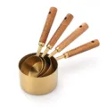 Edelstahl Messbecher Set mit Holzgriff goldfarben fuer Backen und Kueche Werkzeuge - 4 Messbecher Set / Gold