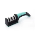 3-stage kitchen knife sharpener with ergonomic handle, fast edge sharpening tool for home use. - Blue