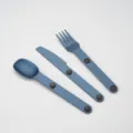 Tragbares magnetisches Besteckset, blaues Aluminium 3-teiliges Geschirr mit Löffel, Messer, Gabel. - PP-Beutel / Dunkelblau (Magnetisch)