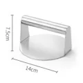 Stainless steel burger press, heavy duty meat smasher for flat top grill, 14cm diameter. - Round / Diameter 14cm