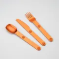 Tragbares magnetisches Besteck-Set in Orange aus Aluminium mit Löffel, Gabel und Messer - PP-Beutel / Orange (Magnetisch)