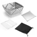 Gril de Campagne Pliable en Acier Inoxydable Barbecue Portable de Camping avec Sac de Rangement - Grill Pliable (avec Sac en Toile)