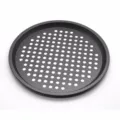 12-inch round perforated pizza pan made of durable carbon steel with non-stick coating for baking. - 12 Inch (30cm)