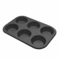 Antihaftbeschichtete 6er Muffinform Backblech Kohlenstoffstahl Cupcake Backform schwarz - Schwarz