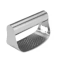 Stainless steel garlic press tool with ergonomic handle and integrated bottle opener. - Garlic Press with Bottle Opener