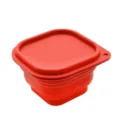 Rote zusammenklappbare Silikonschüssel mit Deckel, tragbares faltbares Geschirr fürs Campen. - Rot