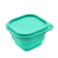 Tragbare Silikon faltbare Schüssel mit Deckel, türkisfarbener Klappbecher für Outdoor Camping. - Grün