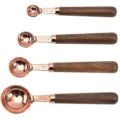 Ensemble de cuillères à mesurer en acier inoxydable et bois pour la cuisson et la cuisine. - Cuillère de mesure / Ensemble de Cuillères à Mesurer Or Rose (Boîte de Couleur) / Or rose