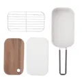 Kit ensemble bento de camping avec grille vapeur et planche a decouper 800ml - Ensemble Blanc Teflon 800ML (Boîte à Lunch + Grille Vapeur + Planche à Découper en Noyer)