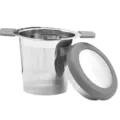 Infuseur à thé en acier inoxydable avec poignées et couvercle en silicone pour le thé. - Gris
