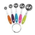 Stainless steel measuring spoon set 5pcs with colorful silicone handles for baking cooking - 5-Piece Measuring Spoon