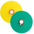 Universal silicone cup lid dustproof cover set, bright yellow and green round mug toppers. - Yellow and Green Two-Piece Set