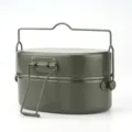 Boîte à Lunch Militaire Aluminium Vert Camping Bento Double Couche Poignée Outdoor - Vert