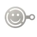 Edelstahlschablone für Kaffeekunst mit süßem Smiley-Gesicht und Griff zum Kakaostreuen. - Smiley-Stil