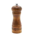 Wooden manual pepper grinder, solid oak salt mill with adjustable metal knob for kitchen. - Simple Packaging / 5 Inch