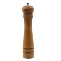 Manual wooden pepper grinder, solid oak salt mill with adjustable metal knob for kitchen. - Simple Packaging / 10"