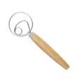 Fouet à pâte danois en acier inoxydable avec manche en bois, outil de boulangerie ergonomique. - Anneau Unique Court Manche