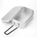 Boîte à bento de camping en aluminium avec poignée pliante 800ml ustensile de cuisine extérieur - Aluminium Anodisé Standard 1400ML (Argent)