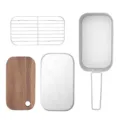 Set de boîte de camping 800ml avec grille vapeur et planche à découper en bois pour plein air - Ensemble Aluminium Anodisé Standard 800ML (Boîte à Lunch + Grille Vapeur + Planche en Noyer)