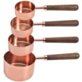 Set de 4 tasses à mesurer en or rose avec poignée en bois ustensiles de cuisine pâtisserie - Verre doseur / Ensemble de Tasses à Mesurer Or Rose (Boîte de Couleur) / Or rose