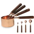 Ensemble de tasses et cuillères à mesurer en or rose avec manche en bois pour pâtisserie. - Ensemble de Tasses et Cuillères à Mesurer / Ensemble de Tasses et Cuillères à Mesurer Or Rose (Boîte de Couleur) / Or rose