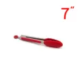 7 Zoll Edelstahl Küchenzange mit rotem Silikongriff ideal zum Grillen und Backen. - Reguläre Passform / 7 Zoll / Rot