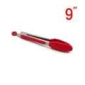 9 Inch Rode RVS Keuken Voedsel Tang met Antislip Siliconen Handvat voor Barbecue en Bakken - Kleurendoos / 9 Inch / Rood