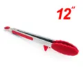 Edelsstahl Küchen Zange 12 Zoll rote Silikon Griff mit Ständer für Grillen Backen - Mit Ständer Verpackt / 12 Zoll / Rot