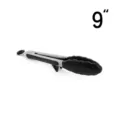 Edelstahl Küchenzange 9 Zoll schwarze Silikon Grillzange Kochzange mit praktischem Standfuß - Mit Ständer Verpackt / 9 Zoll / Schwarz