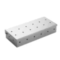 Stainless steel smoker box for BBQ grill, durable wood chip box with hinged lid and air holes. - 8-Inch Smoker Box (Round Hole Version)
