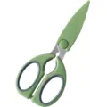 Ciseaux de cuisine multifonctionnels avec poignées vertes ergonomiques et étui de protection. - Ciseaux à os de poulet verts avec couvercle de protection