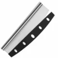 Edelstahl 35cm 14 Zoll Halbmond Pizzaschneider Wiegenmesser Teigklinge für Küche - 35cm (mit Abdeckung)