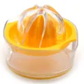 Manual plastic citrus juicer with scale cup, yellow hand lemon orange squeezer tool. - Yellow