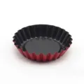 Non-stick small fluted tart mold, red and black metal baking pan for mini pies and cakes. - Medium Egg Tart Mold / Red & Black