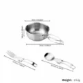 Stainless steel camping cookware set, 3-piece outdoor portable pot fork and spoon. - Three-Piece Set