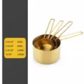Gold-plated stainless steel measuring cups set, 4-piece nested design for baking and cooking. - Set of 4 Cups / Gold