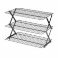 3-Tier Foldable Wire Cooling Rack Metal Mesh Cooling Grid for Baking Kitchen Storage. - 3-Tier Cooling Racks / Black