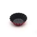 Non-stick fluted metal tart mold, red exterior black interior baking pan for mini pies cupcakes. - Small Flower Shape Egg Tart Mold / Red & Black