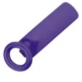 Purple plastic multi-functional can opener with ring handle and grip dots for easy daily kitchen use. - Purple
