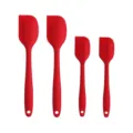 Main image of a 4-piece red silicone spatula set heat resistant baking scraper for kitchen. - 4-Piece Set (Color Box)