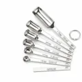 Stainless steel measuring spoon 6-piece set with leveler and ring for baking cooking. - Mirror Polished Measuring Spoons 7-Piece Set (Color Box)
