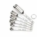 Stainless steel rectangular measuring spoon set, 6-piece baking coffee kitchen tool. - Mirror Polished Measuring Spoons 6-Piece Set (Color Box)