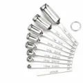 Stainless steel measuring spoon set with leveler and ring for baking and cooking - Mirror Polished Measuring Spoons 9-Piece Set (Color Box)