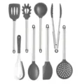 8-Piece Silicone Kitchen Utensils Set with Stainless Steel Handles Heat Resistant Cooking Tools - 8Pcs Set / Gray