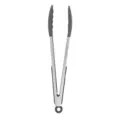 Stainless steel kitchen food tong with silicone non-slip handle and heat resistant tips. - Food Tongs / Gray
