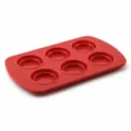 Rote 6-Mulden Silikon Muffins Backform, faltbare hitzebeständige Kuchenform für Küche. - 6-Loch Muffin Silikonform / Rot