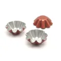Medium fluted egg tart mold champagne gold baking cup metal cake pie tray 3pcs set - Medium Chrysanthemum Mold / Two-tone Gold Silver