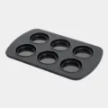 6-Tassen schwarze Silikon Muffin Backform, Hitzebeständige Backform für kleine Kuchen. - 6-Loch Muffin Silikonform / Schwarz