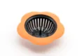 Oranger und schwarzer Blumen Spülen Sieb, Silikon Küchen Abfluss Filter für Spüle. - Orange