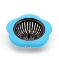 Blumenförmiger Küchenspüle Sieb Abflussfilter Haarfänger für Bad Waschbecken Korb - Blau